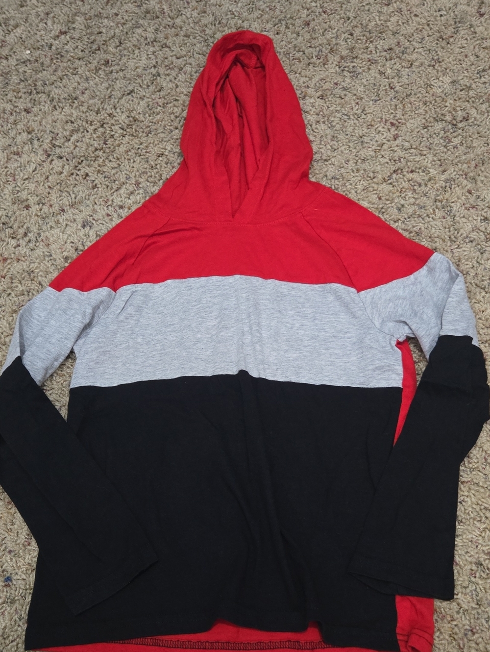 Place Kids Red, Gray & Black Colorblock Hooded Pullover